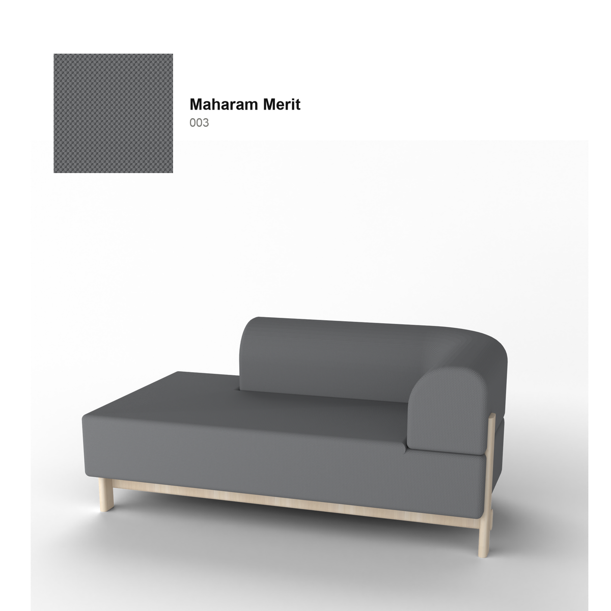 Méridienne Elephant droite, piétement châtaignier naturel, tissu Maharam Merit coloris 003 | Antifer