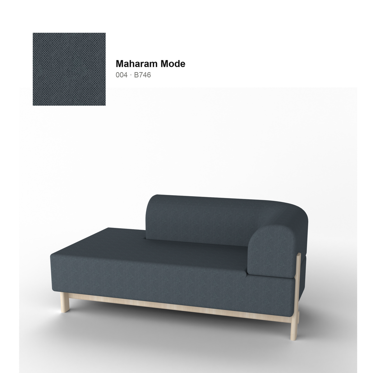 Méridienne Elephant droite, piétement châtaignier naturel, tissu Maharam Mode coloris 004 | Antifer
