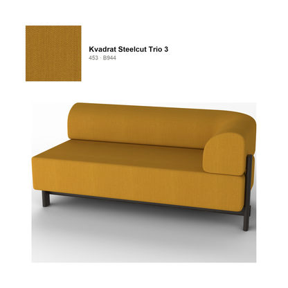 Module d'angle gauche Elephant, piétement noir, tissu Kvadrat Steelcut Trio 3 coloris 453 — rendu | Antifer