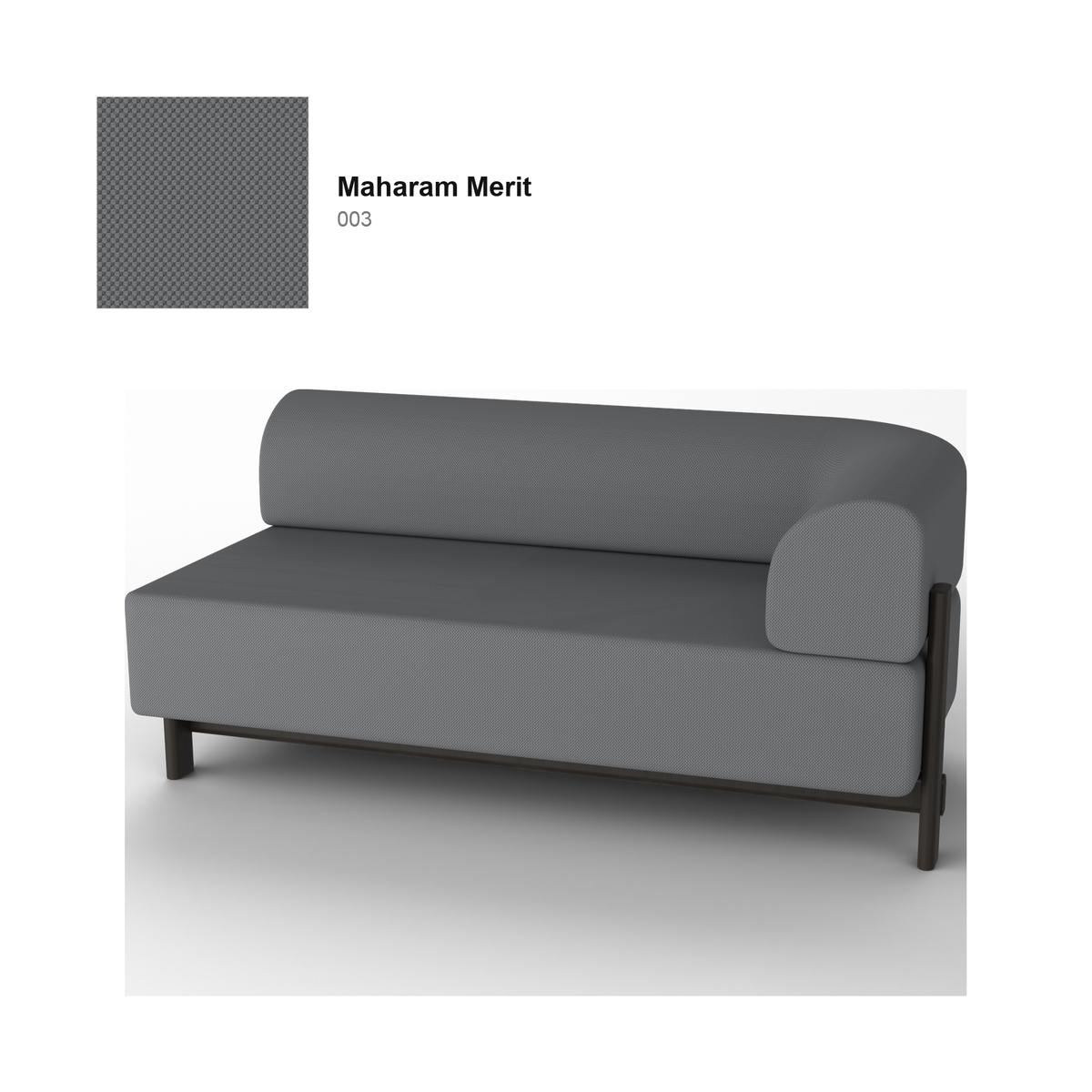 Module d'angle gauche Elephant, piétement châtaignier noir, tissu Maharam Merit coloris 003 — rendu | Antifer