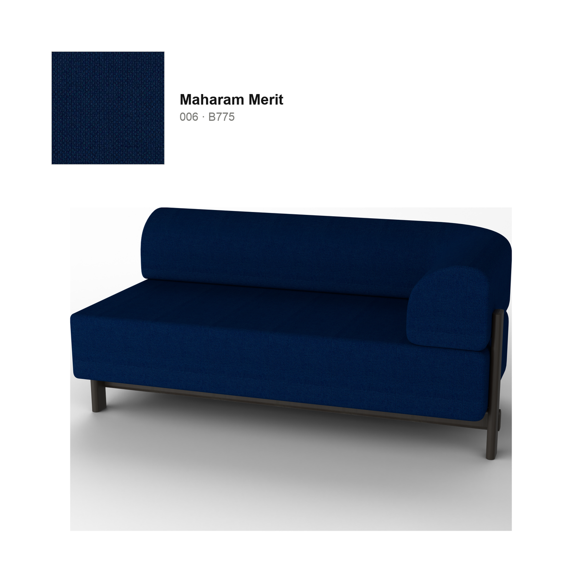 Module d'angle gauche Elephant, piétement châtaignier noir, tissu Maharam Merit coloris 006 — rendu | Antifer