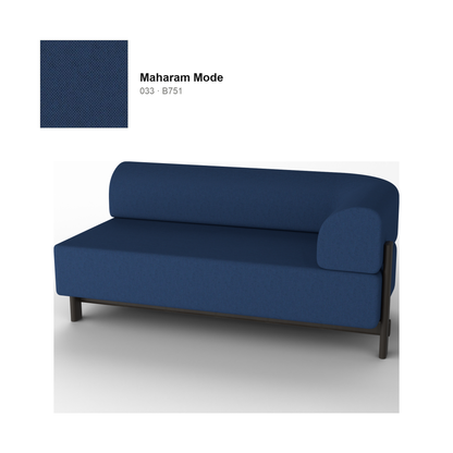 Module d'angle gauche Elephant, piétement châtaignier noir, tissu Maharam Mode coloris 033 — rendu | Antifer