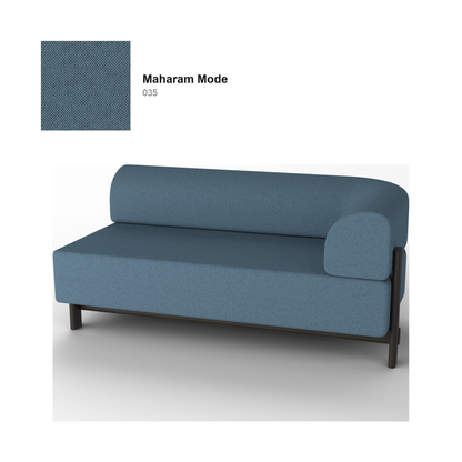 Module d'angle gauche Elephant, piétement châtaignier noir, tissu Maharam Mode coloris 035 — rendu | Antifer