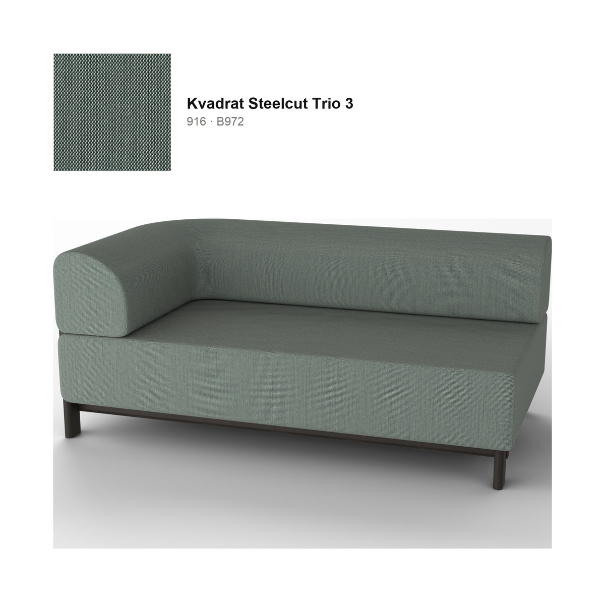 Module d'angle droit Elephant, piétement châtaignier noir, tissu Kvadrat Steelcut Trio 3 coloris 916 | Antifer