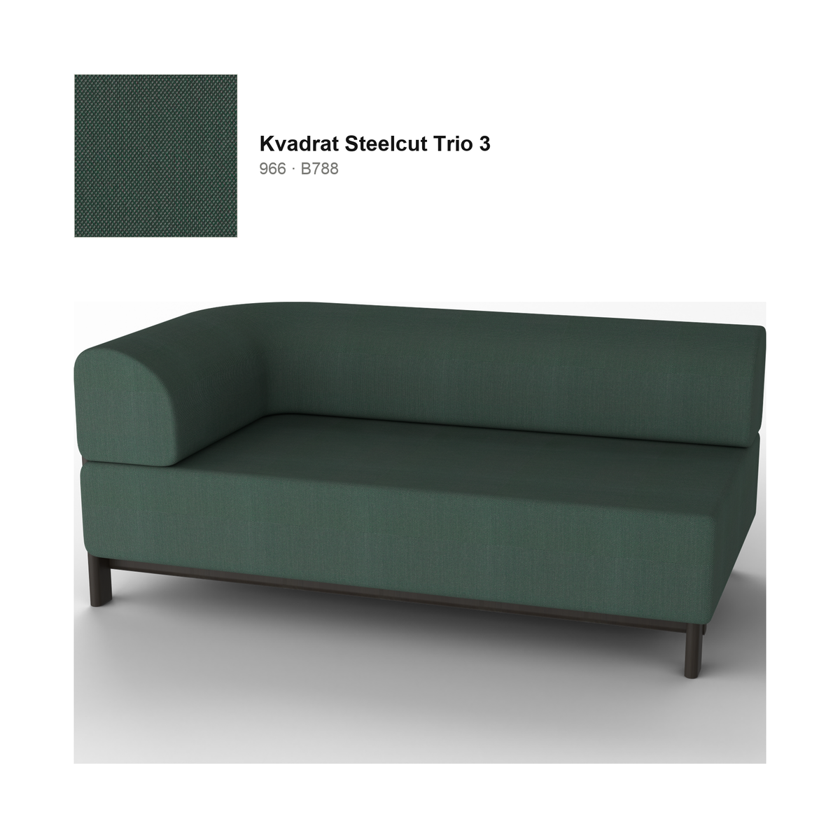 Module d'angle droit Elephant, piétement châtaignier noir, tissu Kvadrat Steelcut Trio 3 coloris 966 | Antifer