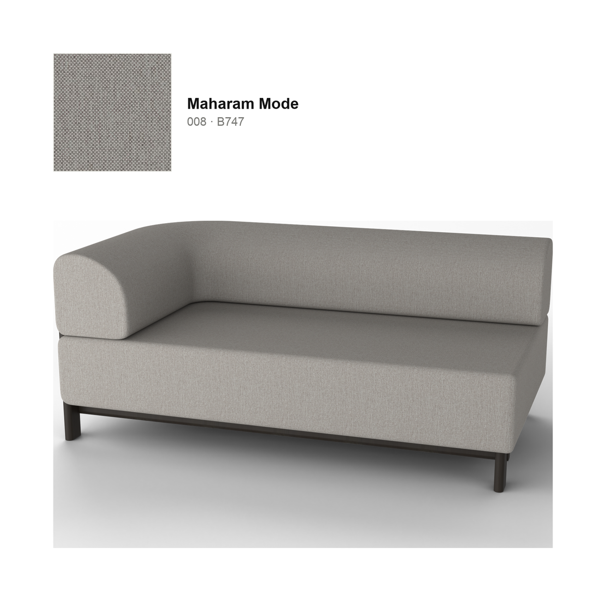 Module d'angle droit Elephant, piétement châtaignier noir, tissu Maharam Mode coloris 008 | Antifer