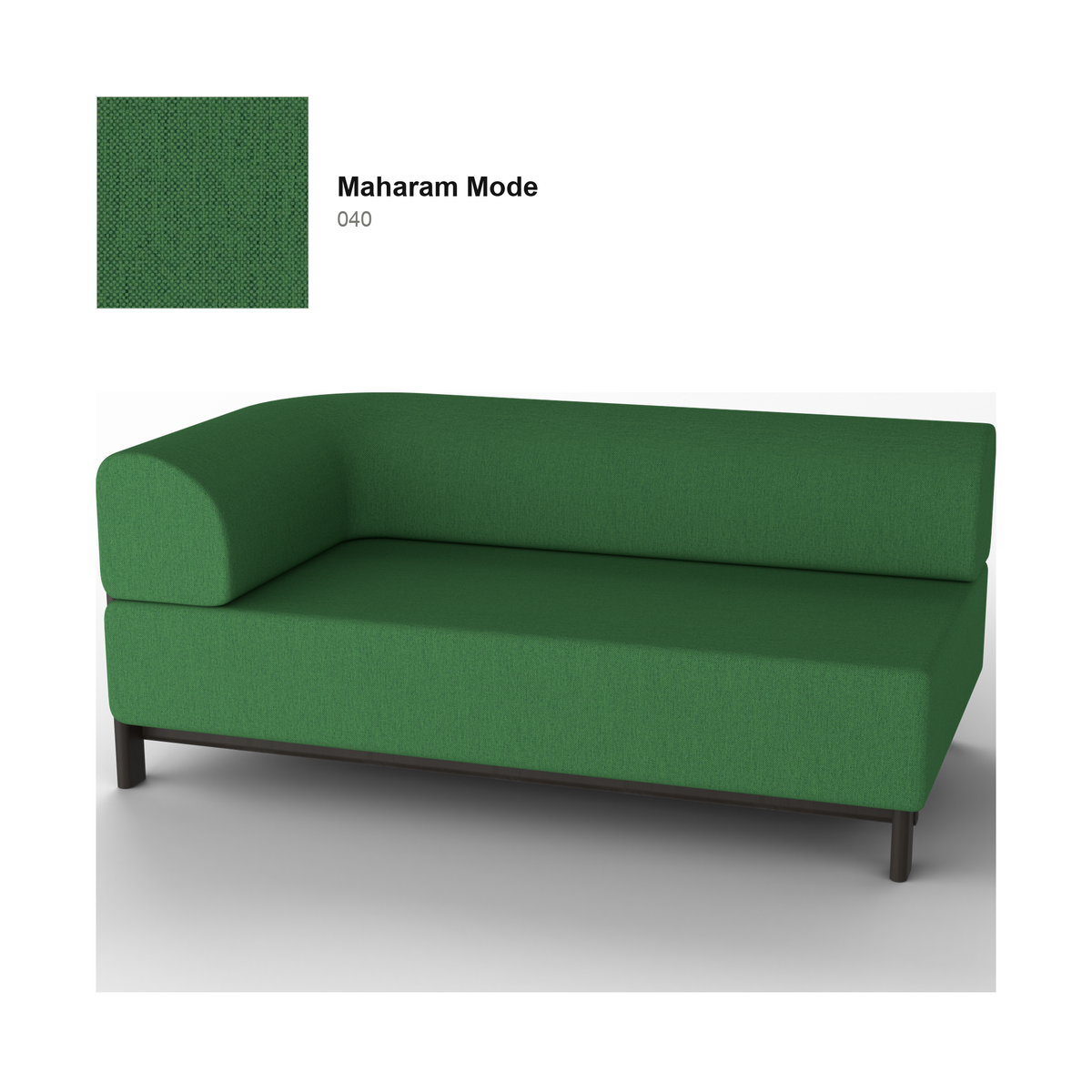 Module d'angle droit Elephant, piétement châtaignier noir, tissu Maharam Mode coloris 040 — rendu | Antifer