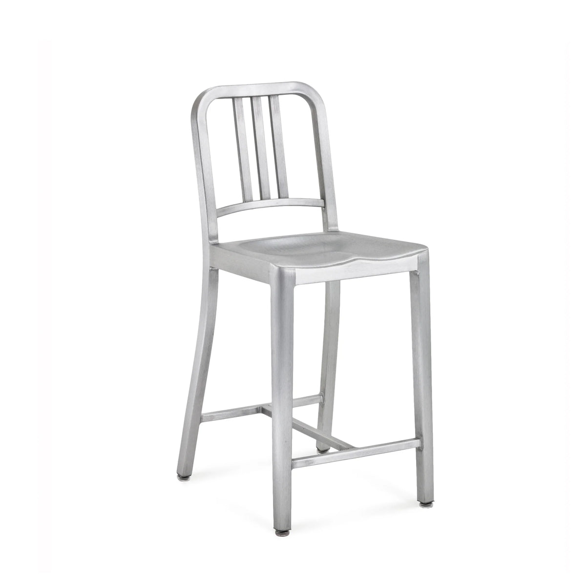 Tabouret Emeco 1006 Navy aluminium recyclé — détail piètement — design Emeco | Antifer