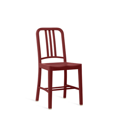 111 Navy Emeco chair in recycled rPET — burgundy, profile view — design Emeco | Antifer