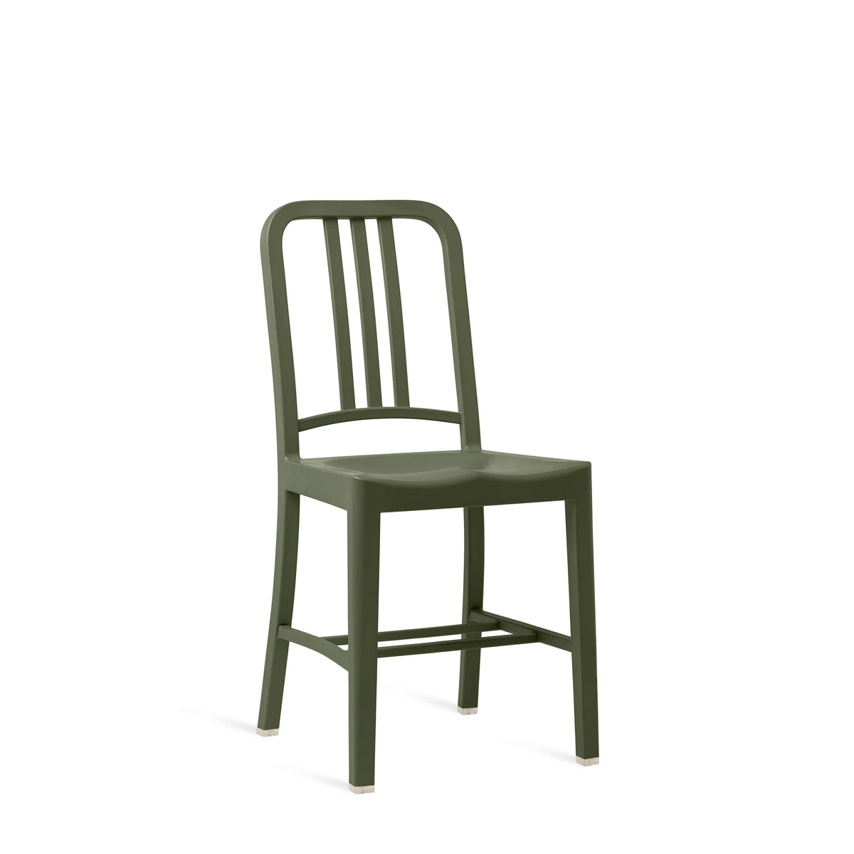111 Navy Emeco chair in recycled rPET — cypress green, profile view — design Emeco | Antifer