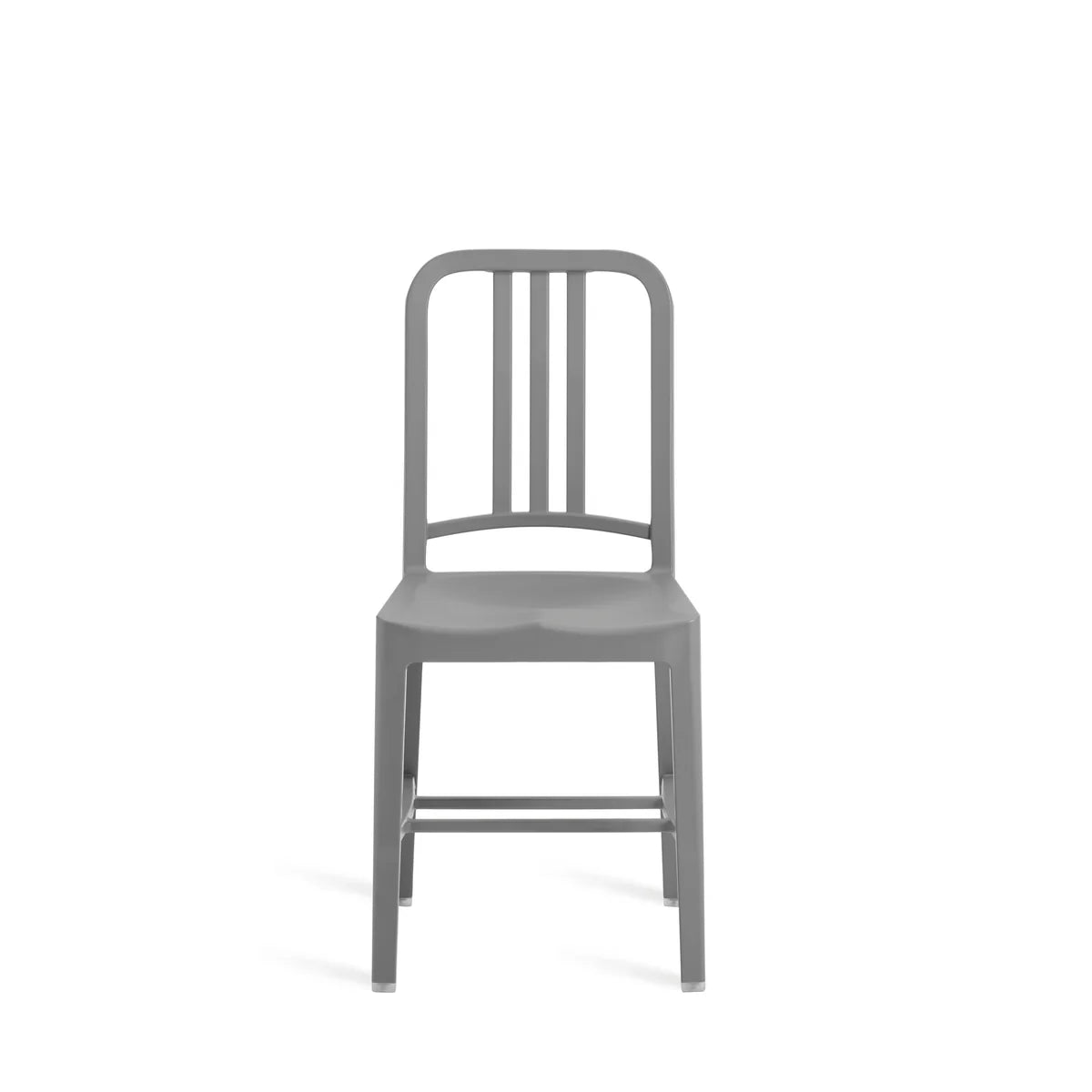 Emeco 111 Navy chair in recycled rPET plastic, flint grey, front view | Antifer