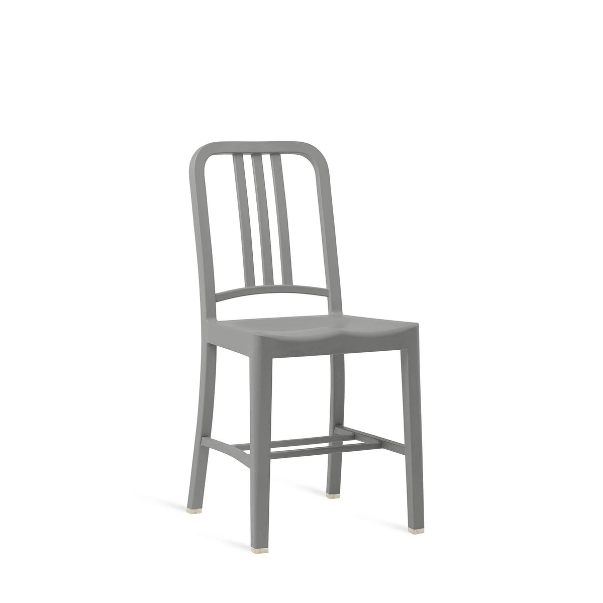 111 Navy Emeco chair in recycled rPET — flint grey, profile view — design Emeco | Antifer