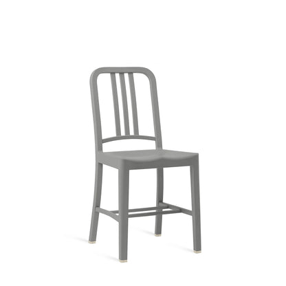 111 Navy Emeco chair in recycled rPET — flint grey, profile view — design Emeco | Antifer