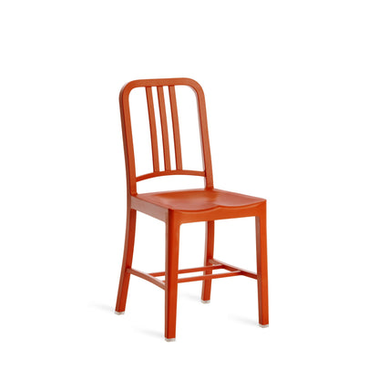 111 Navy Emeco chair in recycled rPET — persimmon, profile view — design Emeco | Antifer