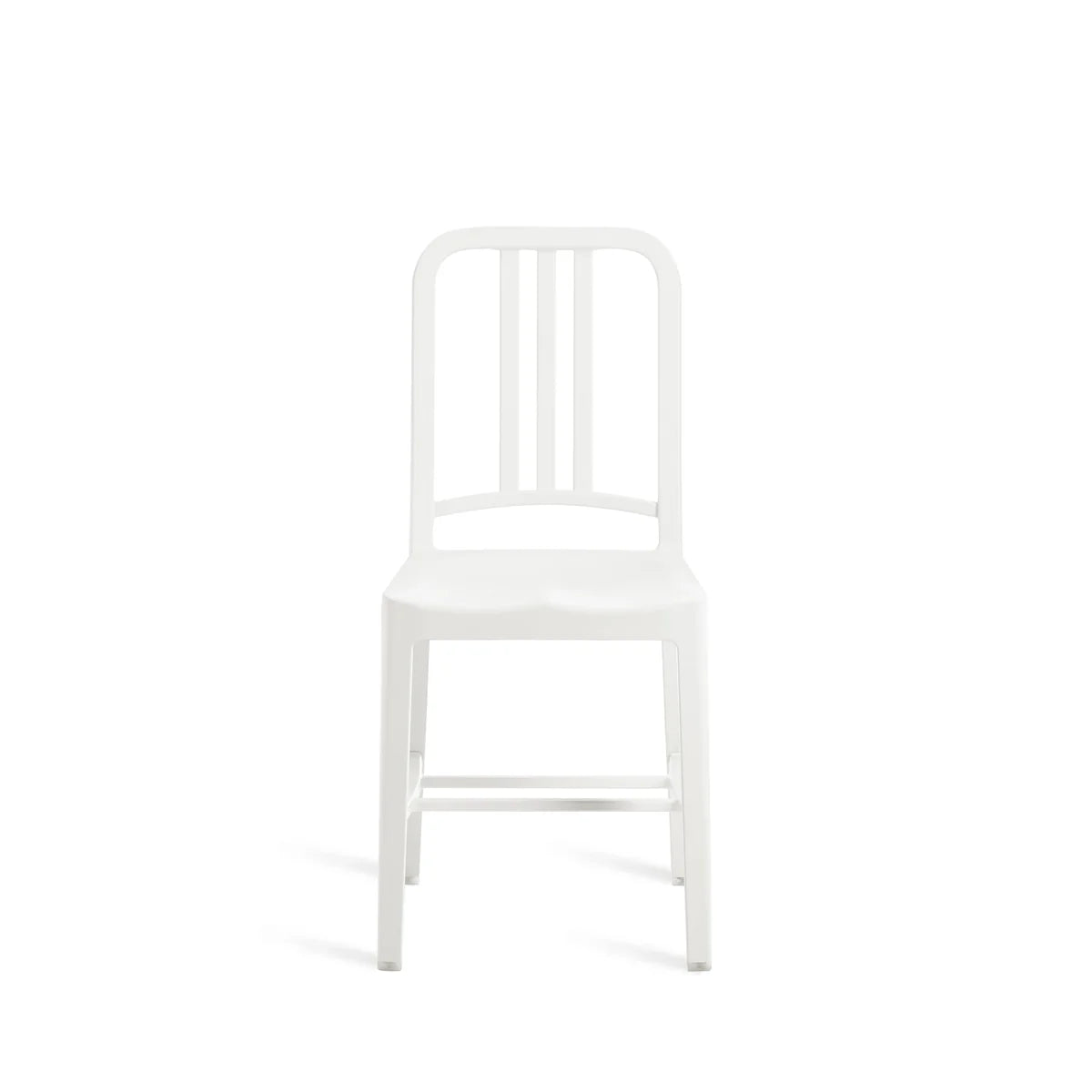 Emeco 111 Navy chair in recycled rPET plastic, white, front view | Antifer