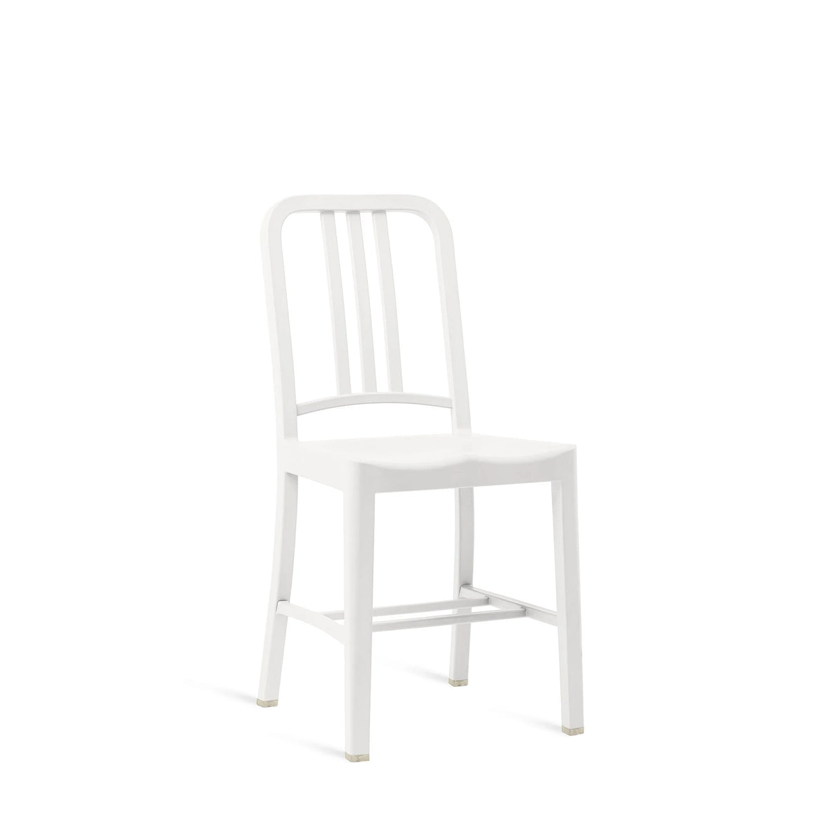 111 Navy Emeco chair in recycled rPET — snow white, profile view — design Emeco | Antifer