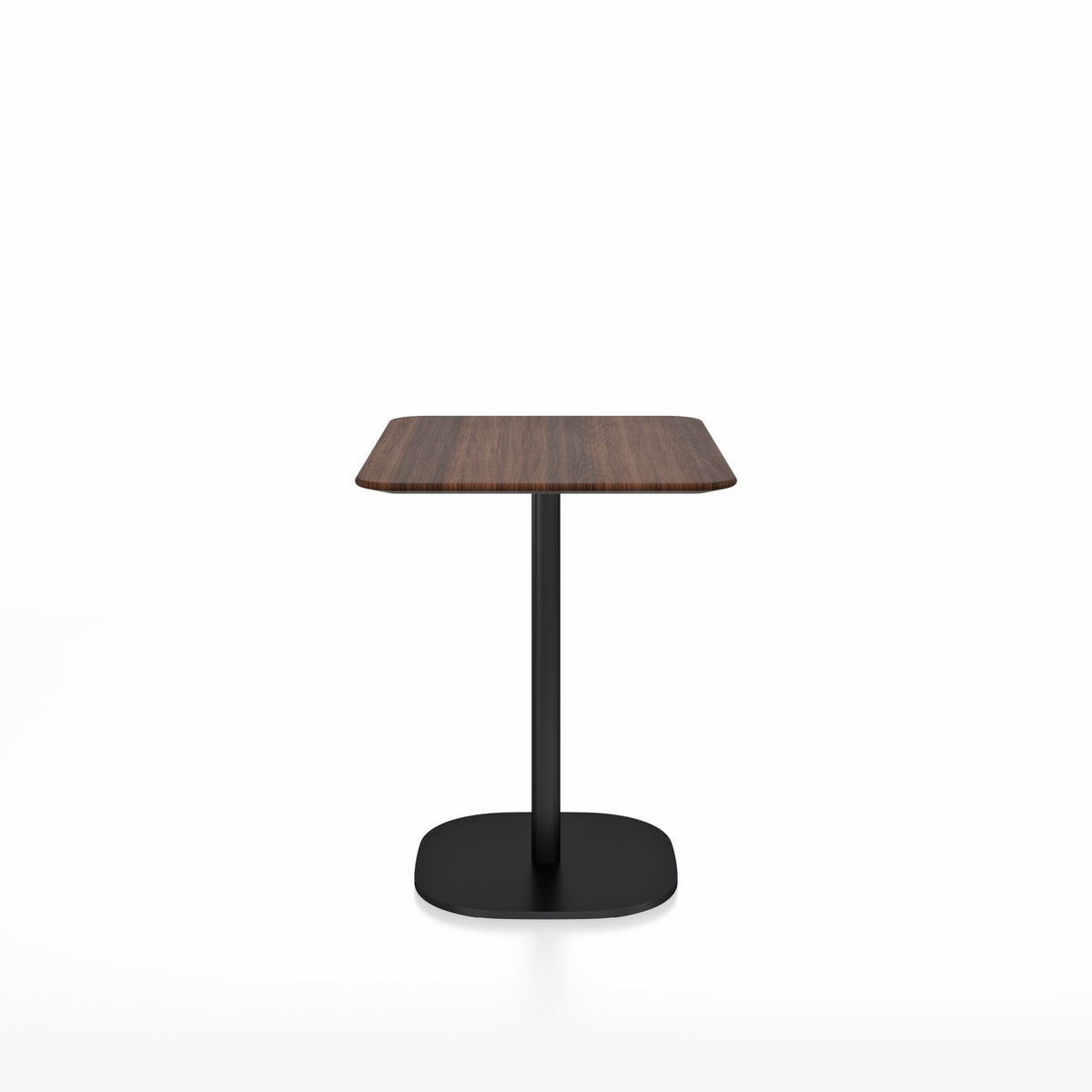 Table café 2 Inch base plaque Emeco — Rectangulaire 60 × 76 cm, plateau noyer, base noir thermolaqué | Antifer