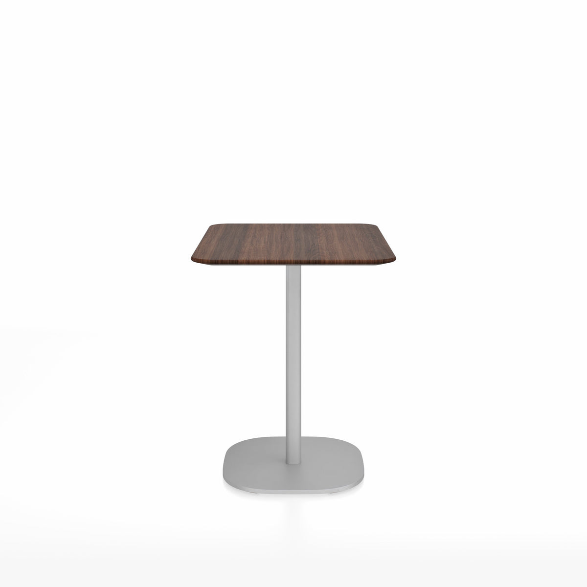 Table café 2 Inch base plaque Emeco — Rectangulaire 60 × 76 cm, plateau noyer, base aluminium brossé | Antifer