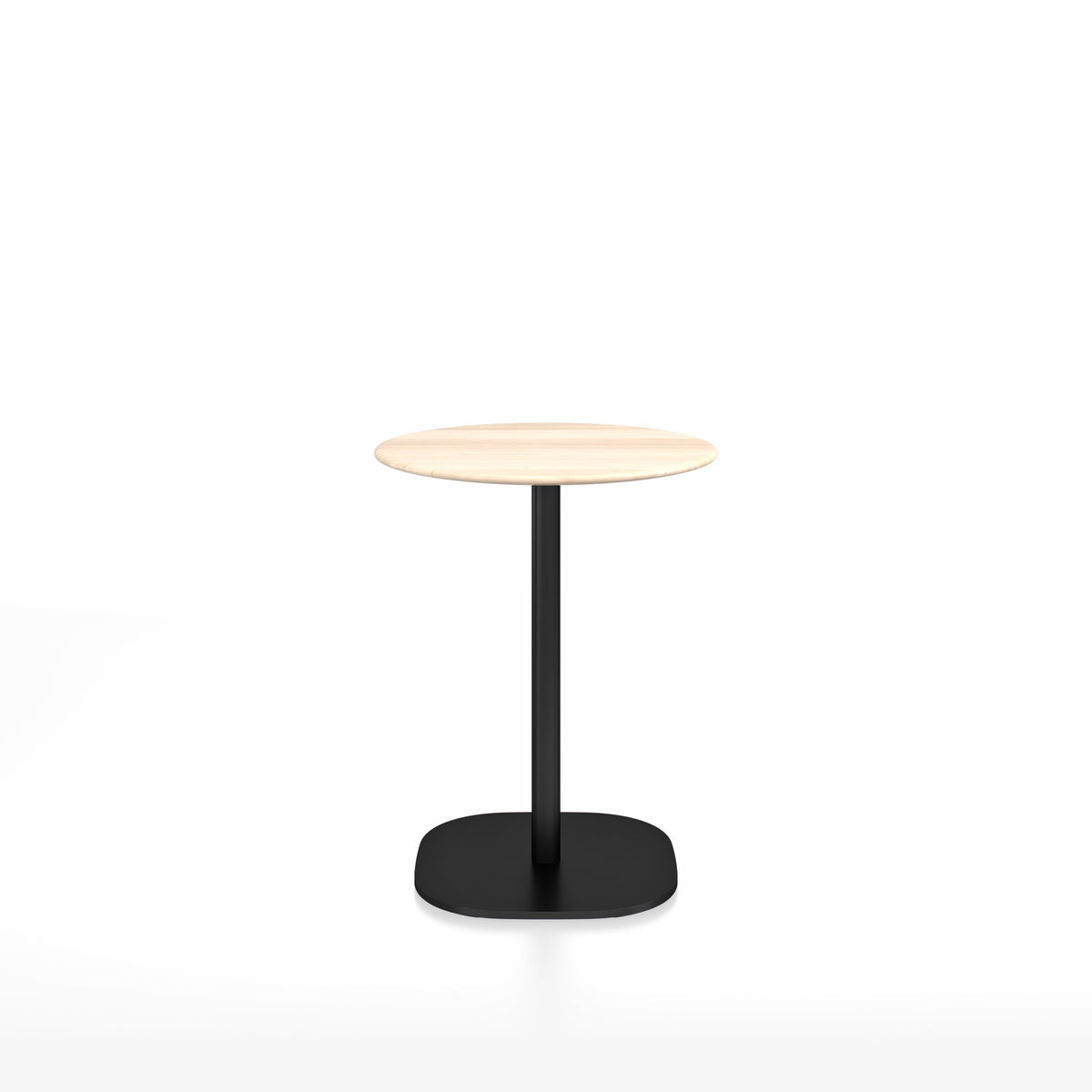 Table café 2 Inch base plaque Emeco — Ronde Ø 60 cm, plateau accoya, base noir thermolaqué | Antifer