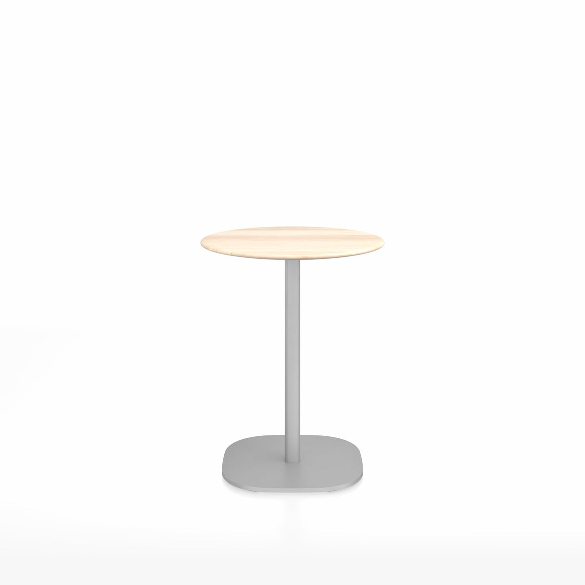 Table café 2 Inch base plaque Emeco — Ronde Ø 60 cm, plateau accoya, base aluminium brossé | Antifer