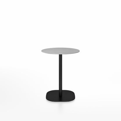 Table café 2 Inch base plaque Emeco — Ronde Ø 60 cm, plateau aluminium brossé, base noir thermolaqué | Antifer