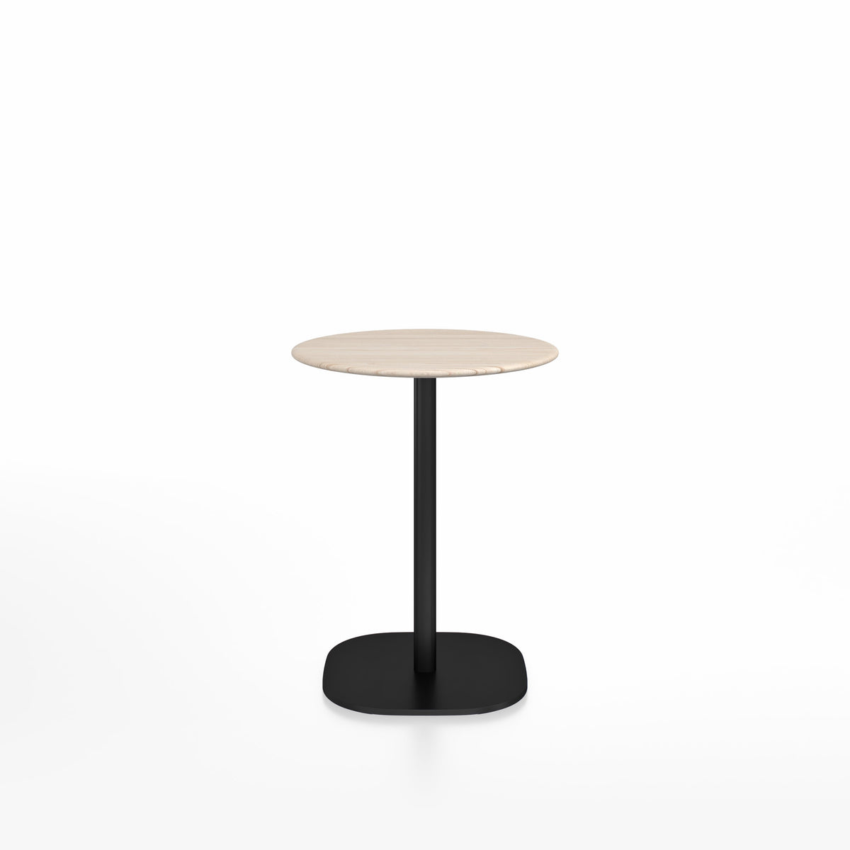 Table café 2 Inch base plaque Emeco — Ronde Ø 60 cm, plateau frêne, base noir thermolaqué | Antifer
