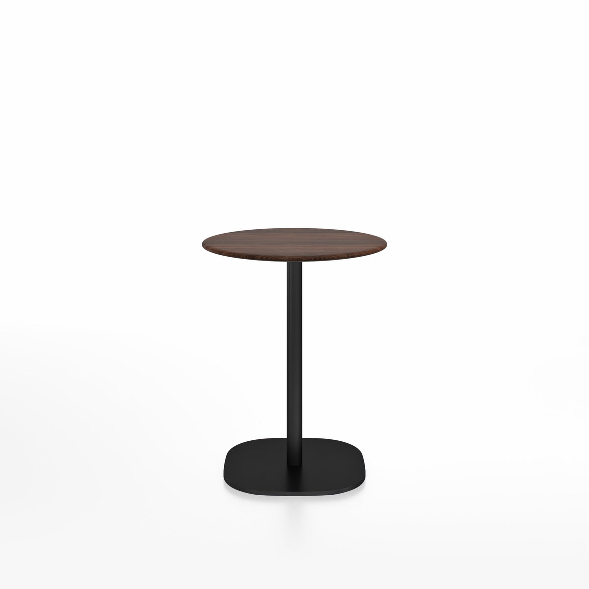 Table café 2 Inch base plaque Emeco — Ronde Ø 60 cm, plateau noyer, base noir thermolaqué | Antifer
