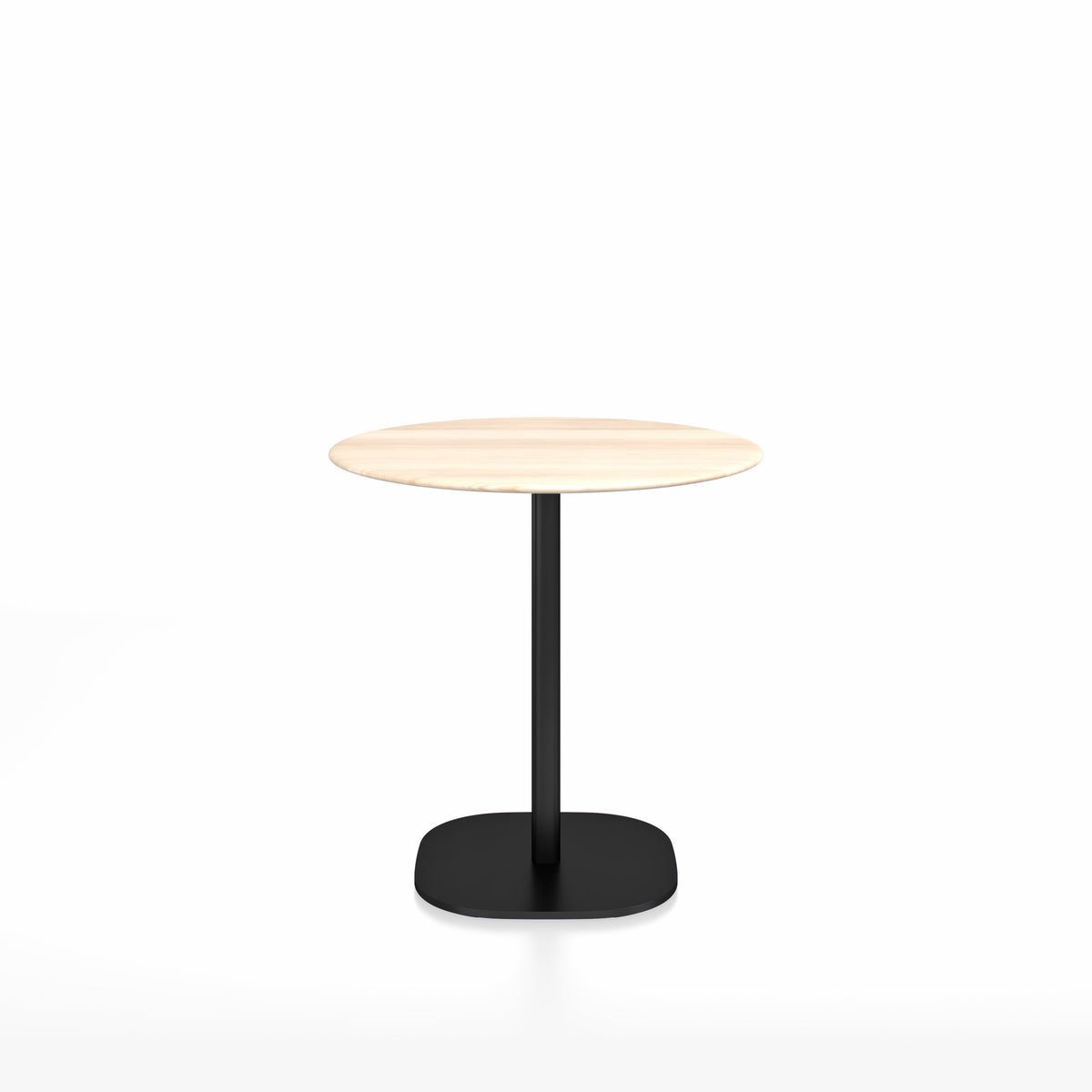 Table café 2 Inch base plaque Emeco — Ronde Ø 76 cm, plateau accoya, base noir thermolaqué | Antifer