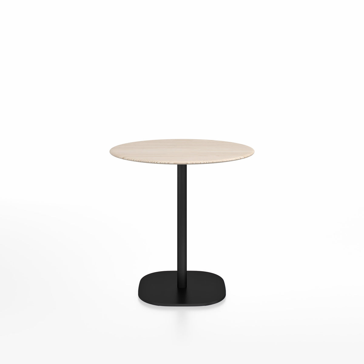 Table café 2 Inch base plaque Emeco — Ronde Ø 76 cm, plateau frêne, base noir thermolaqué | Antifer