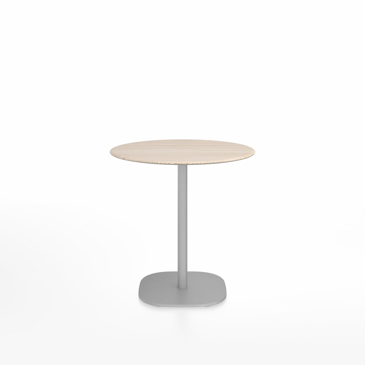 Table café 2 Inch base plaque Emeco — Ronde Ø 76 cm, plateau frêne, base aluminium brossé | Antifer