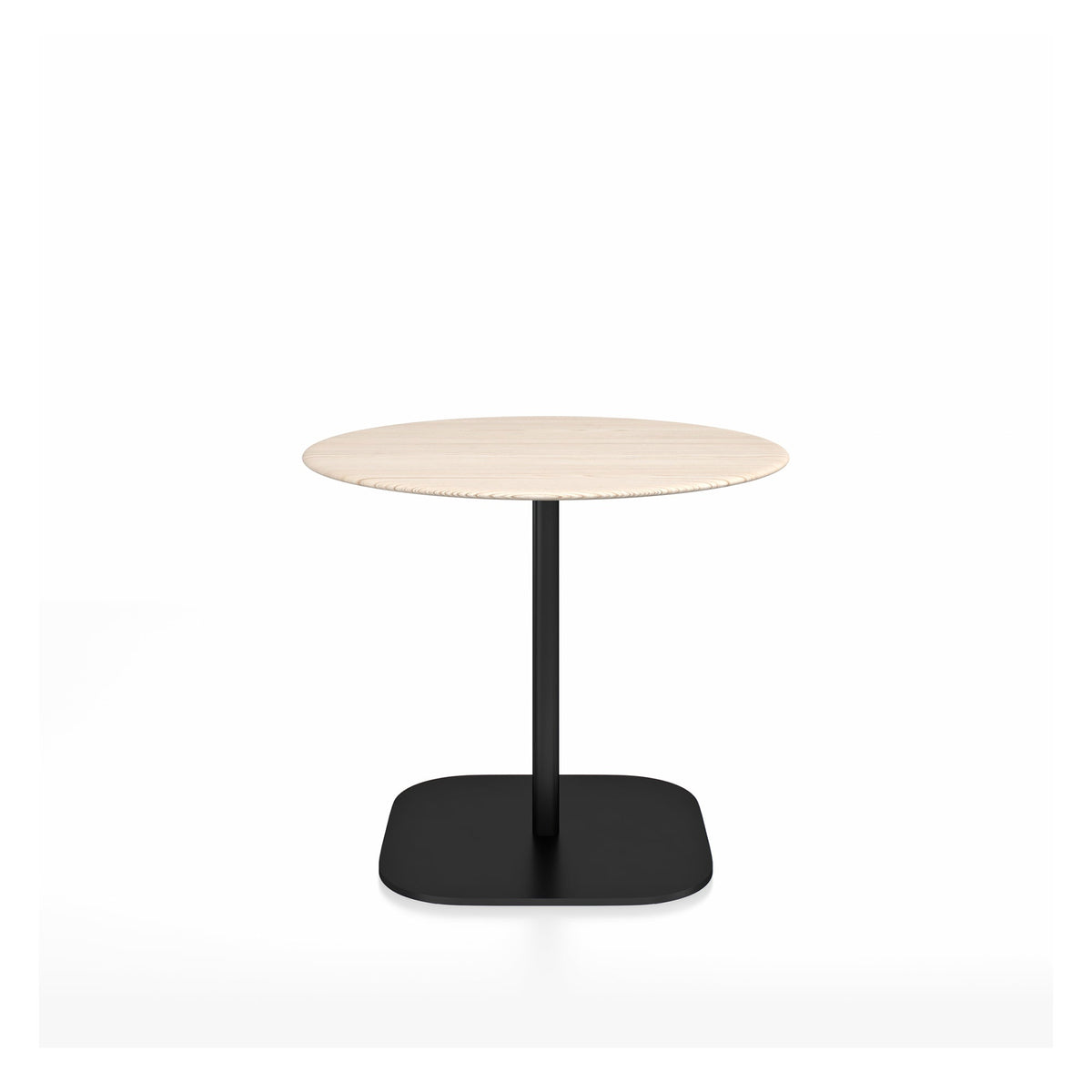 Table café 2 Inch base plaque Emeco — Ronde Ø 91 cm, plateau frêne, base noir thermolaqué | Antifer