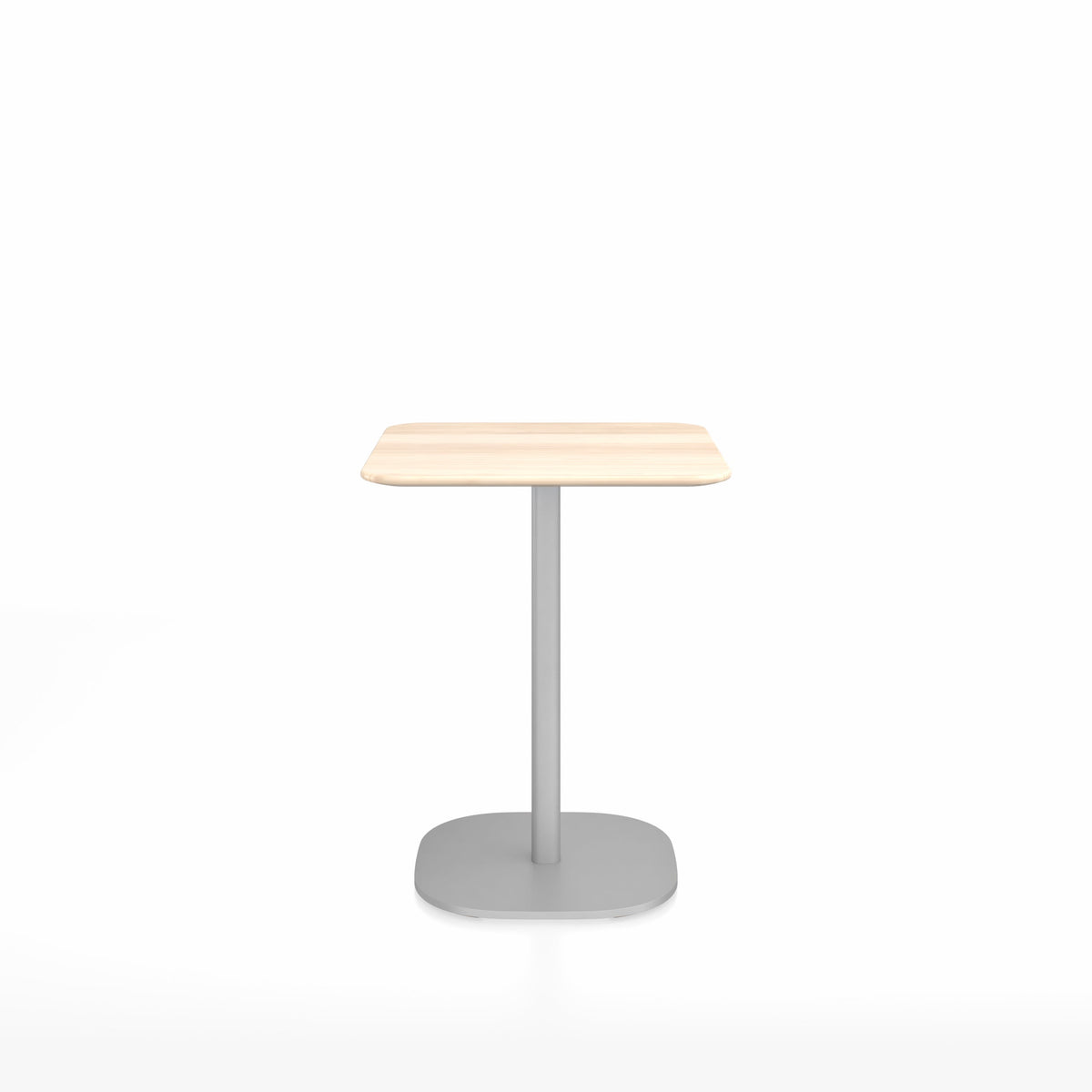 Table café 2 Inch base plaque Emeco — Carrée 60 cm, plateau accoya, base aluminium brossé | Antifer