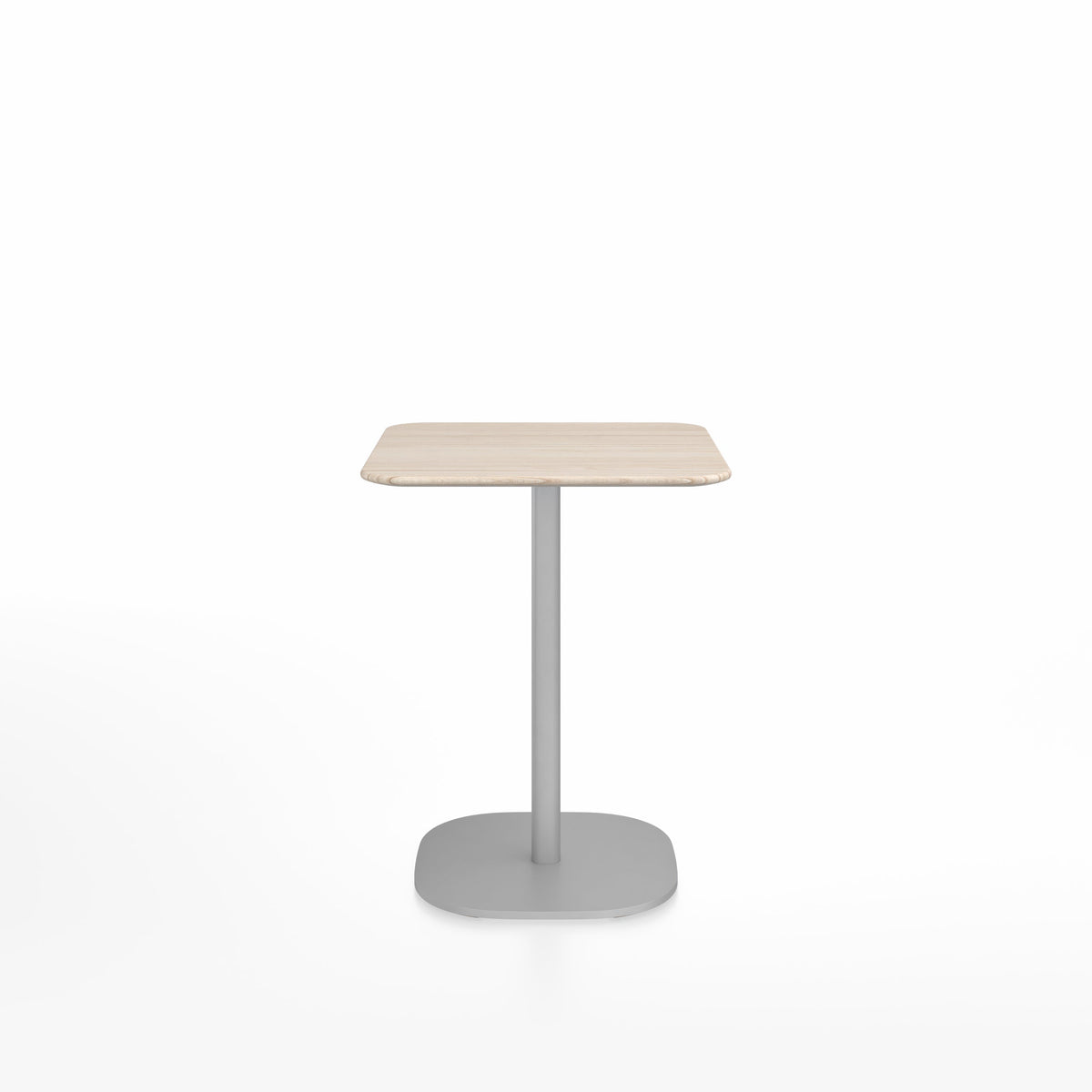 Table café 2 Inch base plaque Emeco — Carrée 60 cm, plateau frêne, base aluminium brossé | Antifer