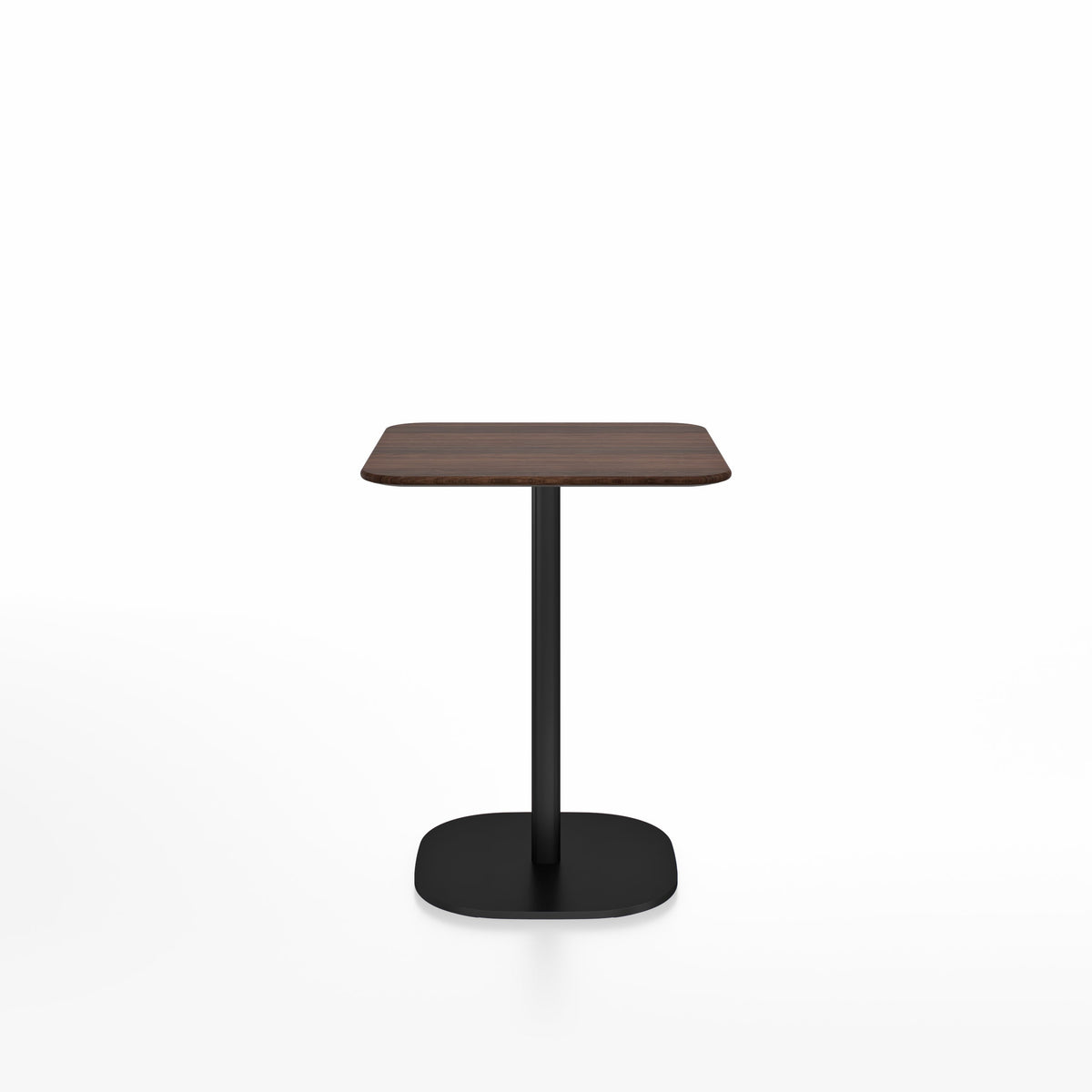 Table café 2 Inch base plaque Emeco — Carrée 60 cm, plateau noyer, base noir thermolaqué | Antifer