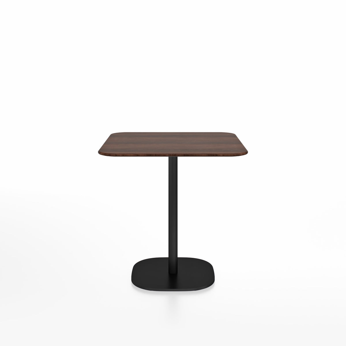 Table café 2 Inch base plaque Emeco — Carrée 76 cm, plateau noyer, base noir thermolaqué | Antifer