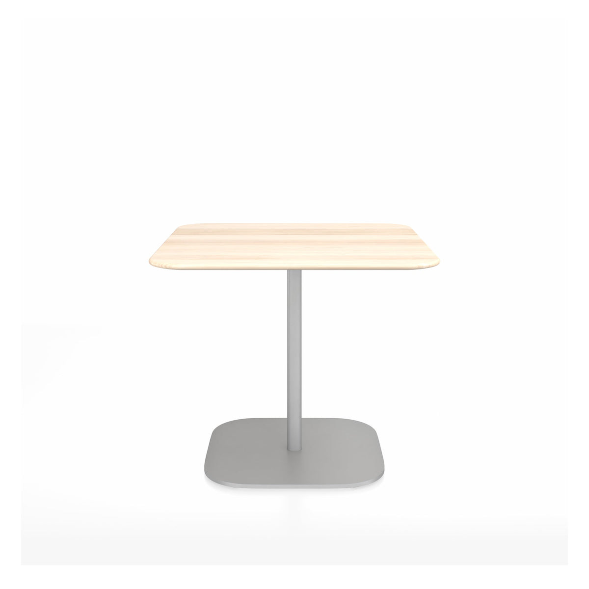 Table café 2 Inch base plaque Emeco — Carrée 91 cm, plateau accoya, base aluminium brossé | Antifer