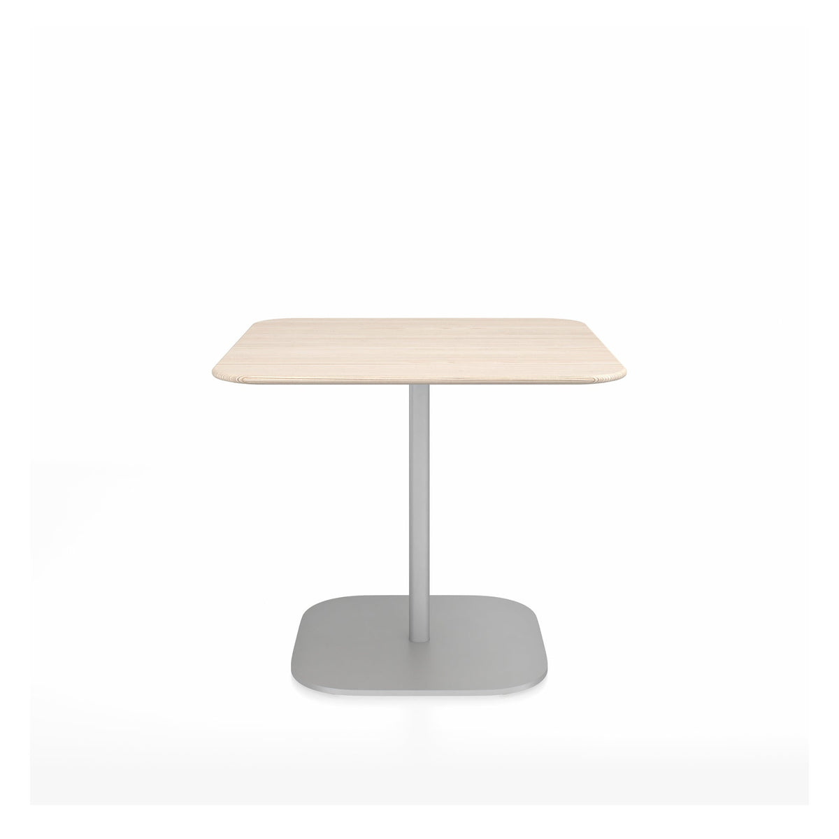 Table café 2 Inch base plaque Emeco — Carrée 91 cm, plateau frêne, base aluminium brossé | Antifer