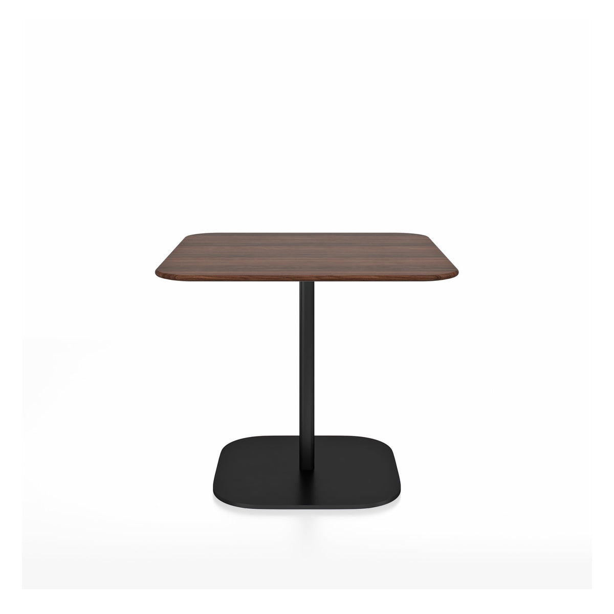Table café 2 Inch base plaque Emeco — Carrée 91 cm, plateau noyer, base noir thermolaqué | Antifer
