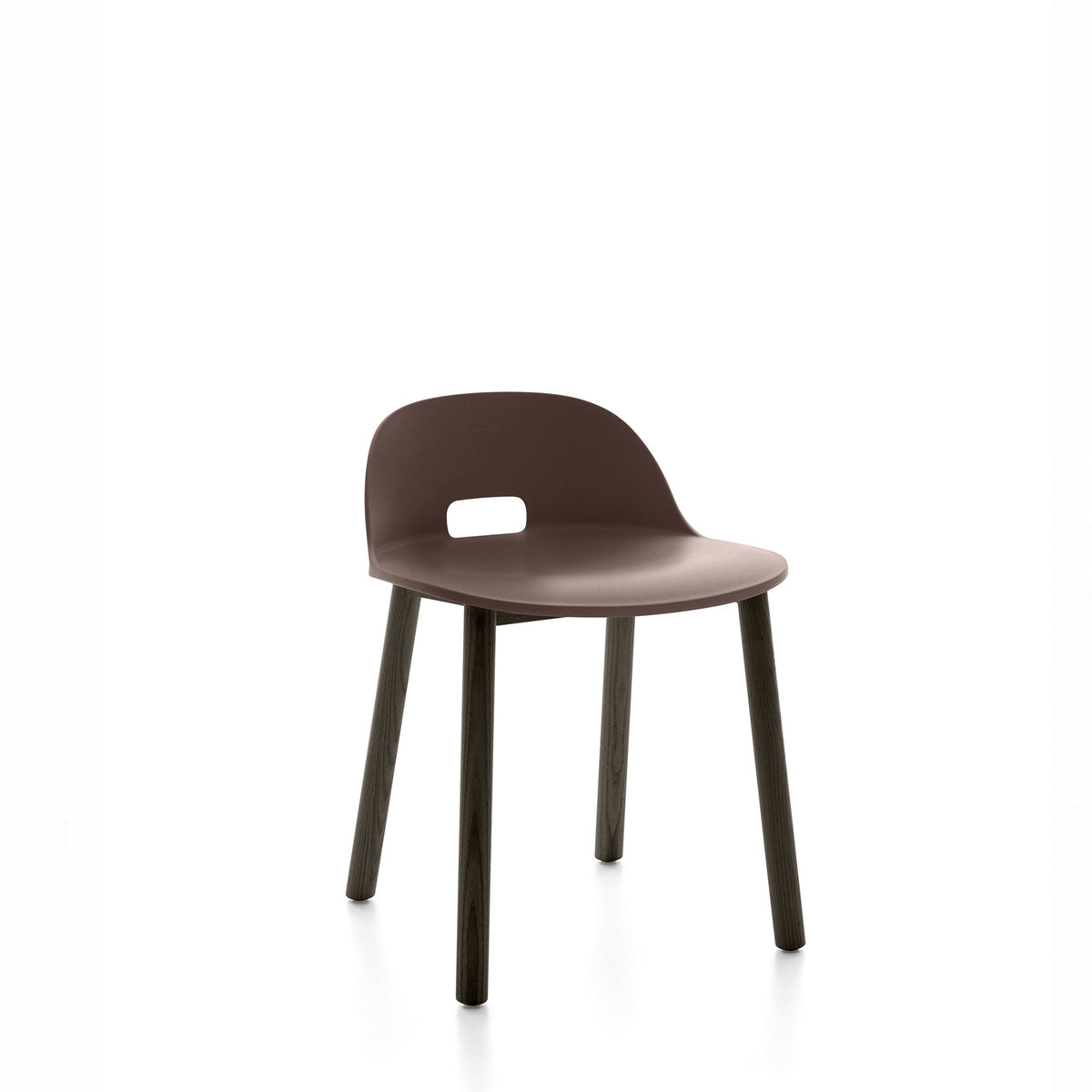 Chaise Emeco Alfi, dossier bas, frêne teinté foncé, brun foncé