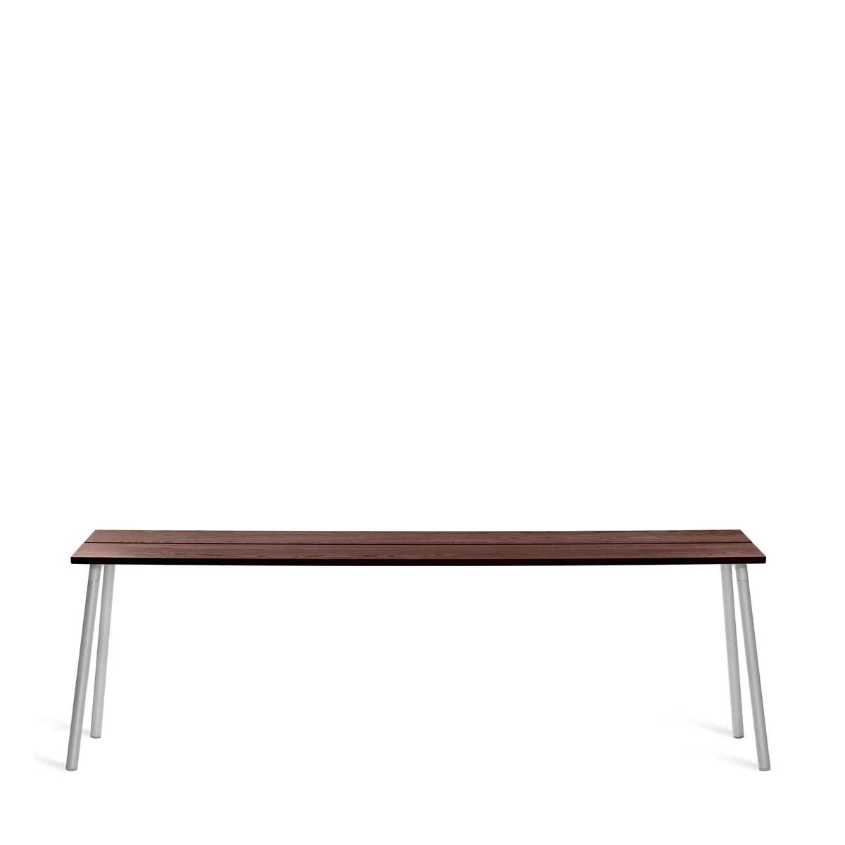 Scrivania Run Emeco 229 cm, piano in noce e struttura in alluminio — vista catalogo — design Sam Hecht & Kim Colin | Antifer