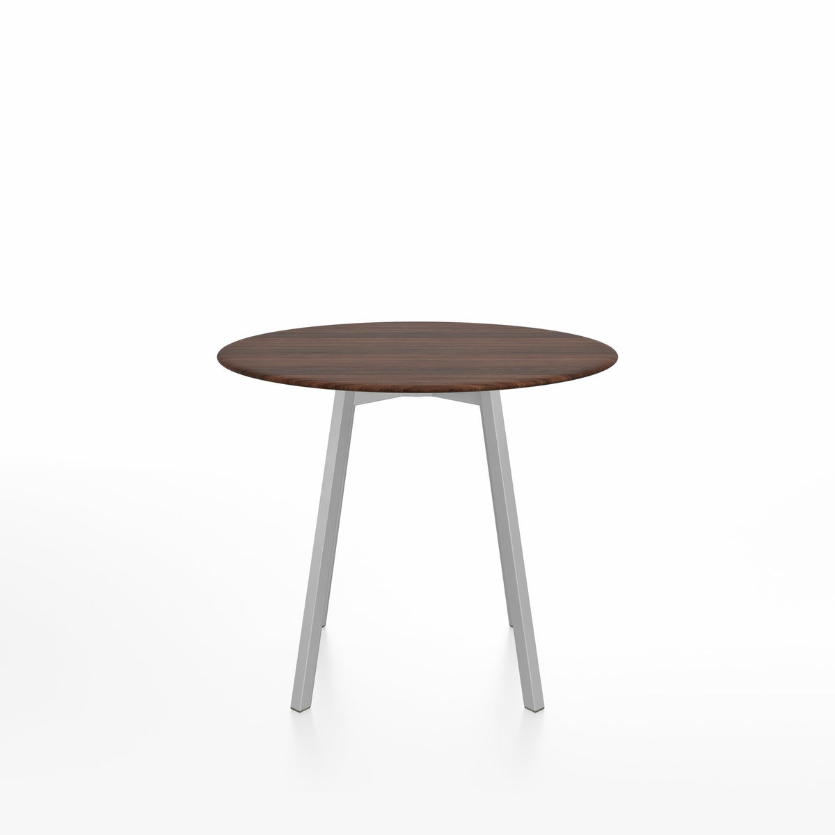 SU Café table 90 cm, aluminium clair, plateau noyer