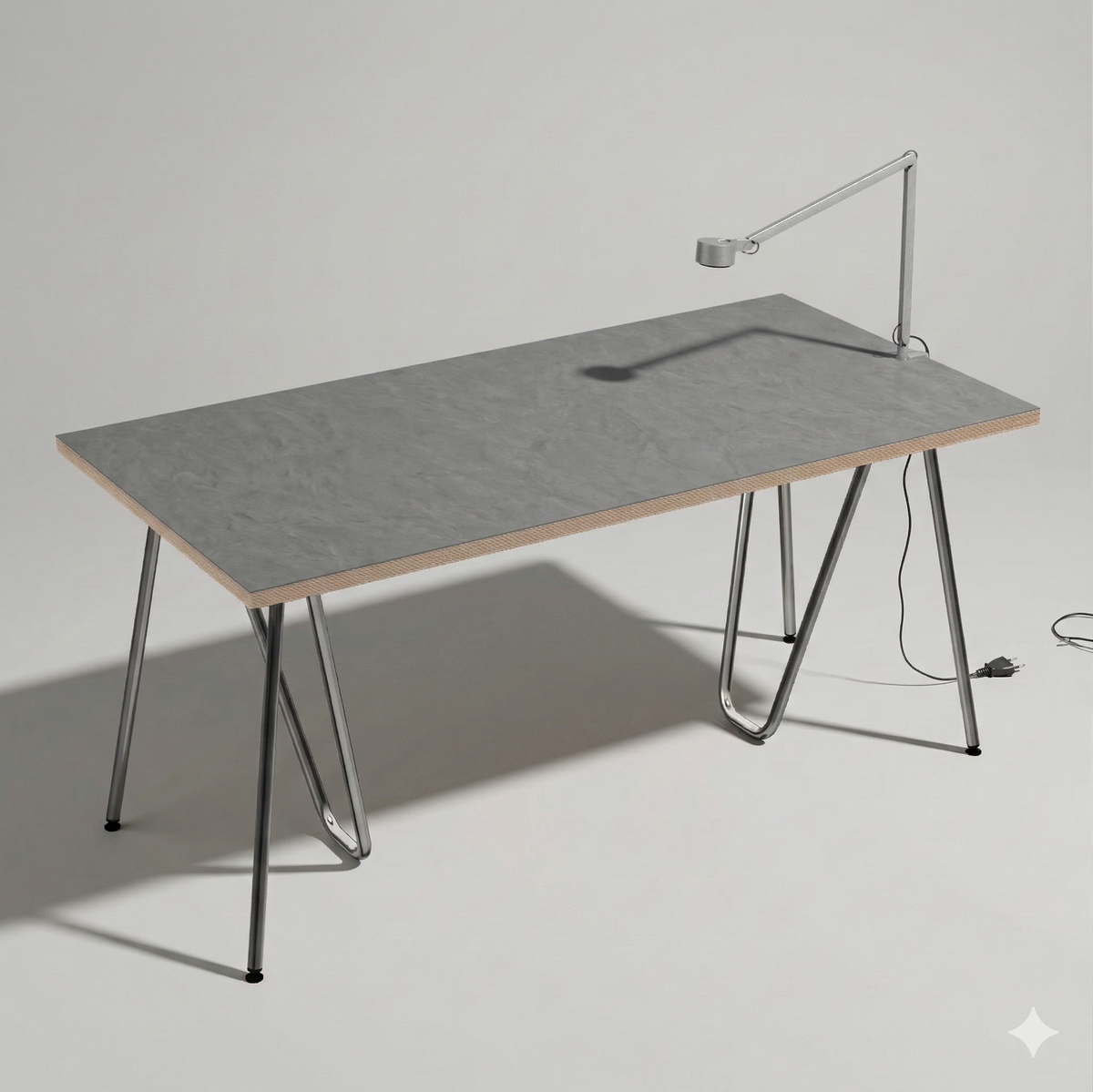 Plateau linoléum Ash 160 cm — linoléum Modulor sur mesure, coloris gris cendré | Antifer