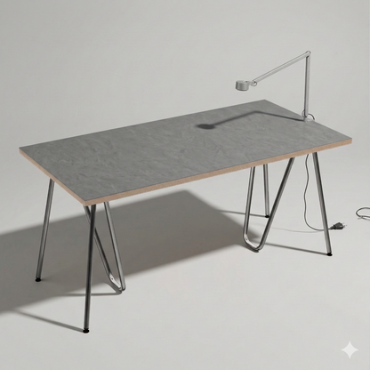 Plateau linoléum Ash 160 cm — linoléum Modulor sur mesure, coloris gris cendré | Antifer