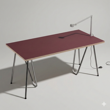 Plateau linoléum Burgundy 160 cm grand format — linoléum Modulor sur mesure, coloris bordeaux | Antifer