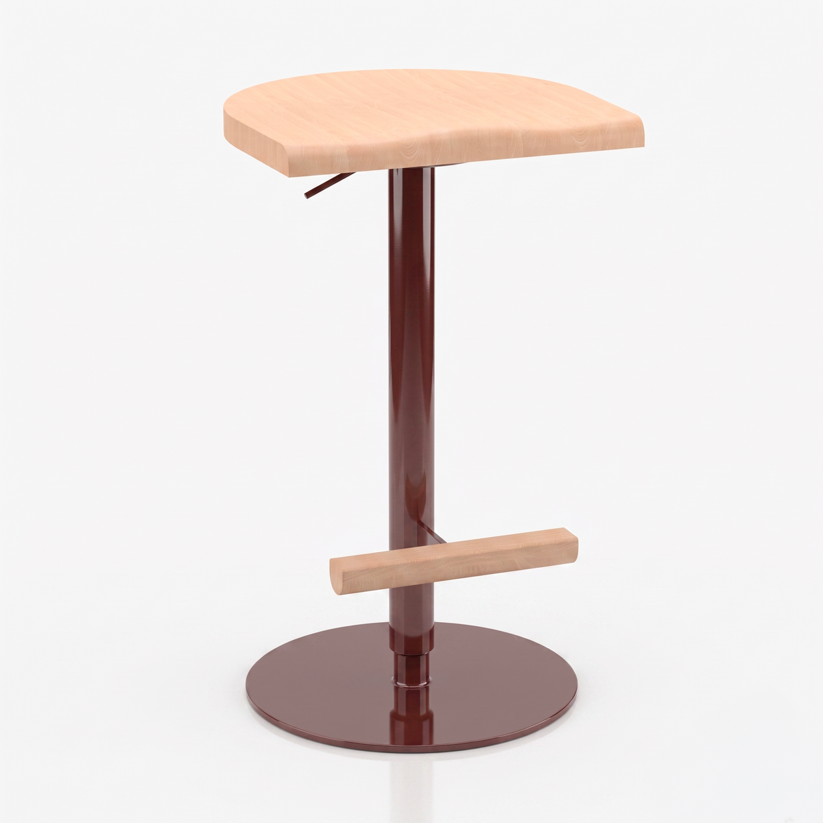 Tabouret haut réglable Camarade en hêtre massif et acier, design BIG-GAME, édition Antifer — vue studio | Antifer