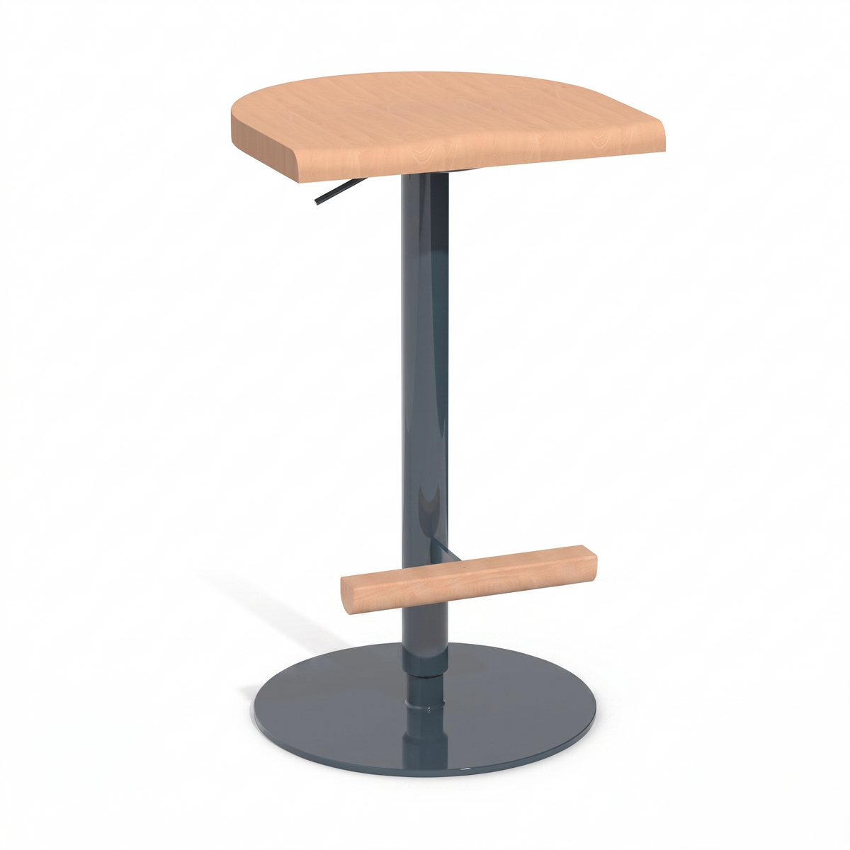 Tabouret haut réglable Camarade en hêtre massif et acier, design BIG-GAME, édition Antifer — vue studio n°2 | Antifer