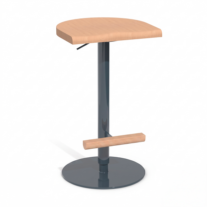 Tabouret haut réglable Camarade en hêtre massif et acier, design BIG-GAME, édition Antifer — vue studio n°2 | Antifer