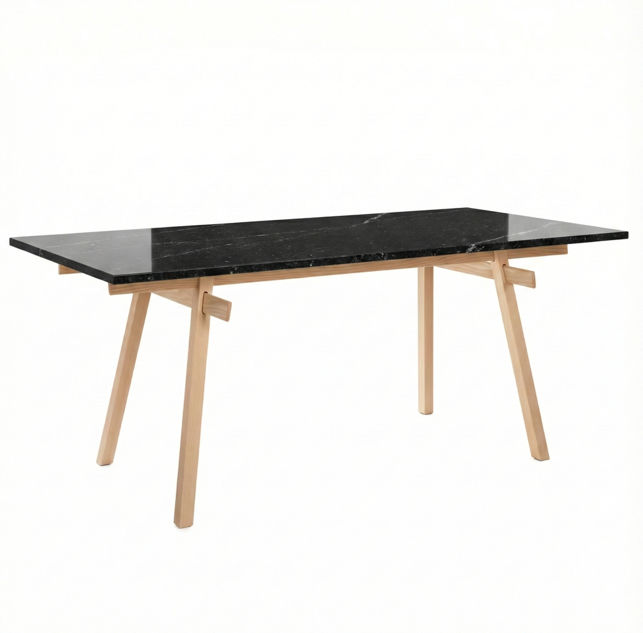Caballetes Stand con tablero de granito negro — mesa de diseño modular para interiores contemporáneos