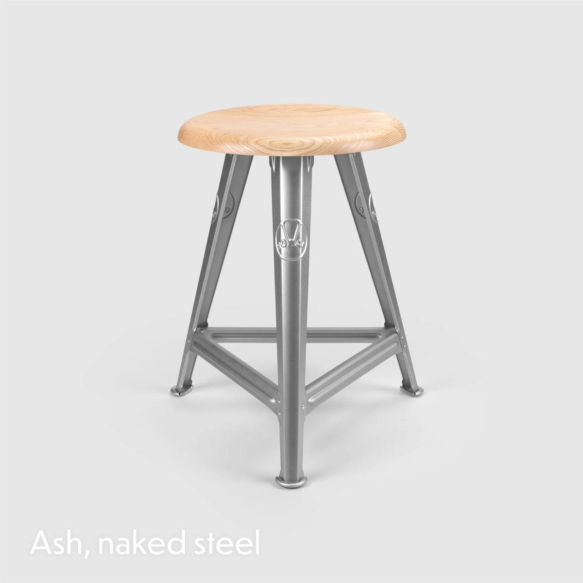 Rowac Schemel stool 50 cm in natural ash — bare steel — design Rowac | Antifer