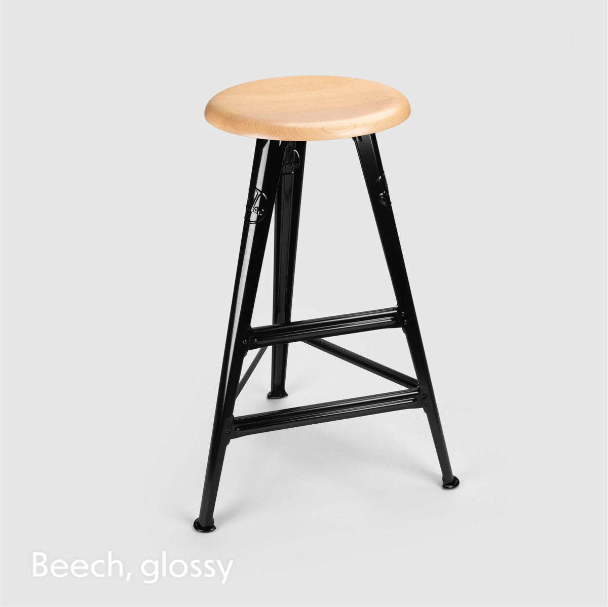 Tabouret haut Rowac Schemel 75 cm noir brillant assise hêtre — vue alternative — Antifer